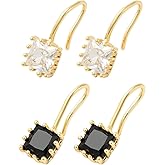 GOMAKERER Golden Earrings for Women, Brass Long Threader Earrings Cubic Zirconia CZ Ear Jewelry Gift Fashion Accessories for Women