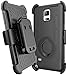 E LV Galaxy Note 4 Case Holster Case Cover - Dual Layer Armor Defender Protective Case Cover with kickstand and Belt Swivel Clip for Samsung Galaxy Note 4 Case with 1 Stylus and 1 Screen Protector - BLACK