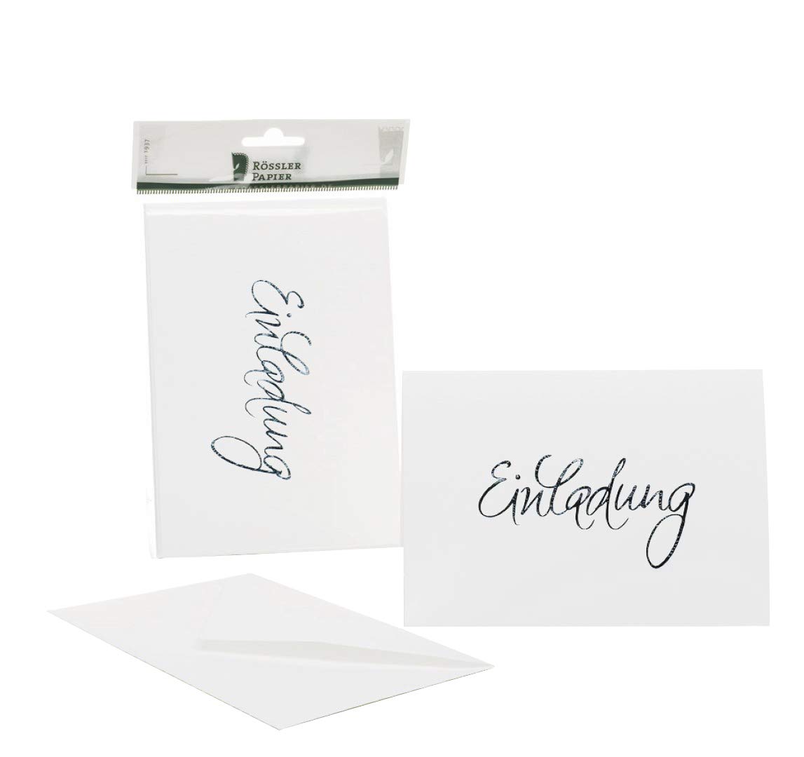 Rössler 1181955009 Invitation Cards B6 120/240 x 169 mm 'Einladung' (Invitation) White [German Import]