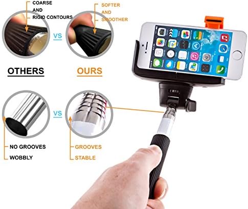 [Overstock Sale] PTDC Selfie Monopod Stick with Built-in Wireless Bluetooth Remote Shutter, Black Arm Extender, Pole Charger | for Iphone 6 6plus 5s 5c 5 4s 4, Samsung S3 S4 S5 S6 Note 4 3 2 and Other Bluetooth Smartphones