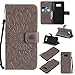 A-slim Galaxy S8 Wallet Case, Totem Sun Floral Flower Pattern Embossed PU Leather Magnetic Flip Cover Card Holders & Hand Strap Wallet Purse Case for Samsung Galaxy S8 - Gray