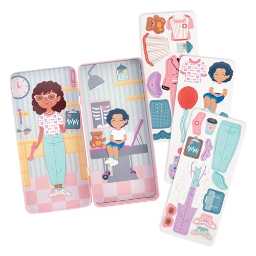 Stephen Joseph, Tall Travel Tin Magnetic Dress Up Playset for Kids - Portable Dress Up Toy with Carrying Case with 3 Magnet Sheets, Educational Pretend Play Activity