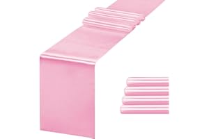 JEVIX 5 Pack Table Runner 12 X 108 Inch Silk Table Runner for Party,Wedding, Birthday, Banquets,Decoration(Pink)
