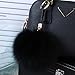 Roniky Newest Large Genuine Fox Fur Pom Pom Keychain Bag Purse Charm Gold Ring Fluffy Fur Ball (5.9