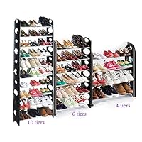 Oguine 10 Tier Shoe Portable Free Standing Shoe Rack Organizer Adjustable Shoe Tower Rack(US Stock)