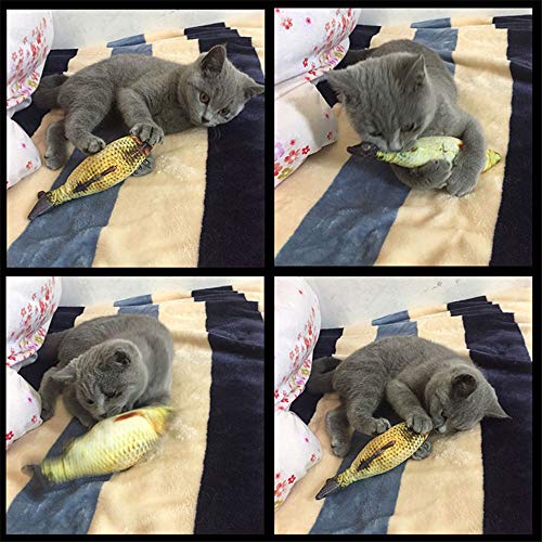 ASVEL Realistic Plush Simulation Electric Doll Fish, Funny Interactive Pets Chew Bite Supplies for Cat/Kitty/Kitten Fish Flop Cat Toy Catnip Toys - Perfect for Biting, Chewing and Kicking (B)