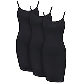 WILLBOND 3 Pieces Basic Cami Women Long Tanks Dress with Strap, Solid Color