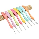 Jeteven 8pcs 8 colors Colorful Plastic Handle Aluminum Crochet Hook Knitting Needles