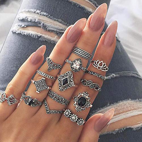 16 PC 2021 Fashion Rings for Women Girls, Personalized Premium Mom Loves You Forever Rings, Diamond Silver Exquisite Wedding Ring Jewelry Gifts Rhinestone Dazzling Ring Gift Size 5-11 (ZT, One Size)