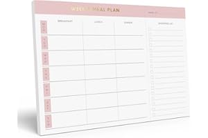 Sweetzer & Orange Weekly Meal Planner and Grocery List Magnetic Notepad. Pink 10x7” Meal Planning Pad with Tear Off Shopping List. Plan Weekly Menu Food for Weight Loss or Dinner List for Family!