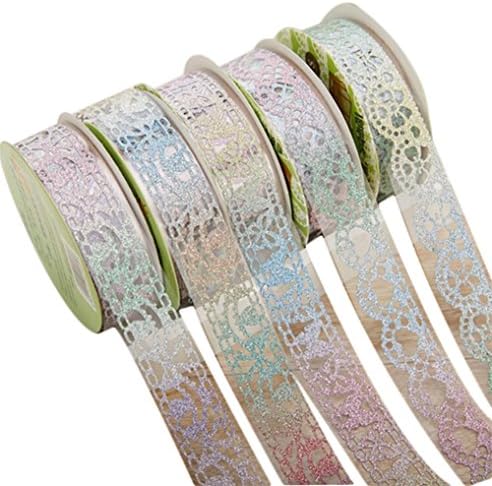jingyuu 3PCS Glitter Lace Decorative Washi Tape Sticky Paper Masking Adhesive Tape for DIY Crafts Scrapbook Decor