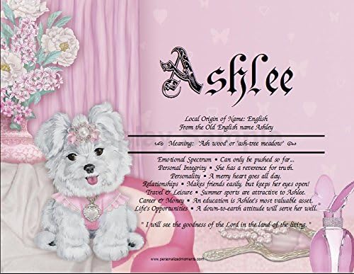 Princess Pup - Personalized ANY First Name Meaning Keepsake Print 8.5" x 11" | Artwork Wall Decor Kids Room Holiday Gift Pink Puppy Female Girl Baby