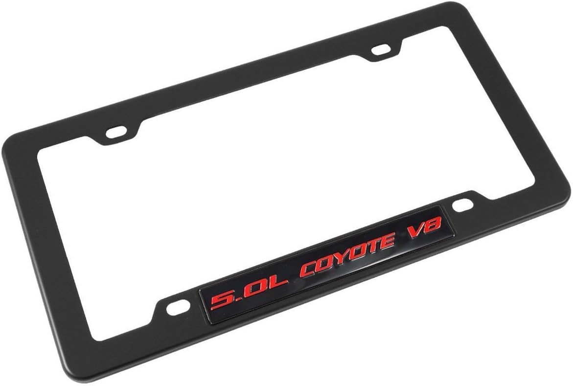 5.0L Coyote V8 Black & Red License Plate Frame