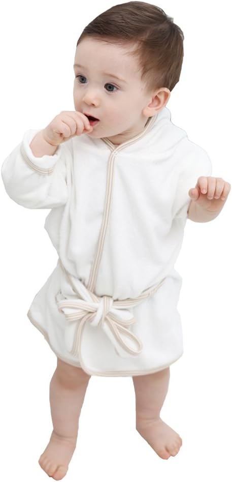 Babiesnature Natural White Bath Robe Baby Boy And Girl Organic Cotton 12 Months