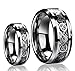 Ring for Men and Ring for Women His & Her's (1 Pair) 8MM/6MM Tungsten Carbide Celtic Knot Dragon Design Carbon Fiber Inlay Wedding Band Ring Set