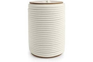 PH PERKHOMY PerkHomy 200 Feet Cotton Rope 3/16" (5mm) Multi Purpose Utility Diamond Braided Cord, Natural Cotton for Clothes Line Camping Crafting Flag Pole, Natural White