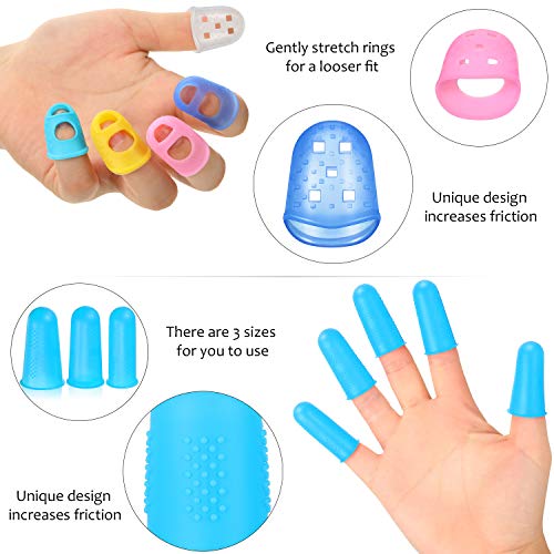 30 Pieces Rubber Fingers Tip Finger Pad Grip Reusable Finger Cover Protector for Currency