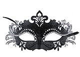 Coddsmz Couple Masquerade Metal Masks Venetian Halloween Costume Mask Mardi Gras Mask (Black+Black)