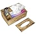 4 Compartment Burnt Wood Organizer Caddy w/Tissue Holder, Remote Control, Tablet & Magazine Storage Box