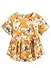 SheIn Women's Loose Ruffle Hem Peplum Short Sleeve Blouse Top One-Size Floral-Yellow