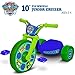 Paw Patrol 10” Fly Wheels Junior Cruiser Ride-On Pedal-Powered Toddler Bike/Trike – Blue/Green, Ages 2-4, for Kids 33”-35” Tall Andup to 35 Lbs