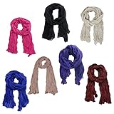 Kobwa(TM) Cotton and Linen Crinkle Scarf Shawl for Women with Keyring