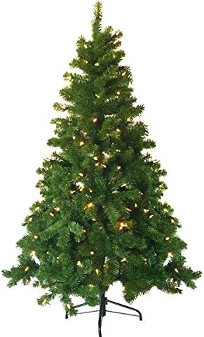 Artificial Christmas Tree, Neon king 4 ft Premium Hinged Fir Pencil Tree with 80 LED Clear Lights &amp; Solid Stand for Indoor, Warm White Light