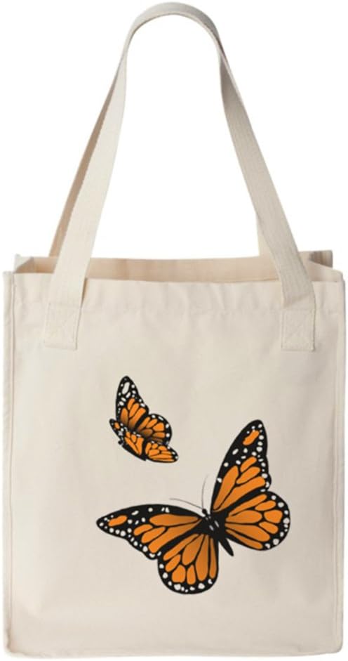 Top Brands Sell Cheap Monarch Butterflies Canvas Tote Bag Organic Cotton Natural Clothing Cheap Sale Sice Si Org