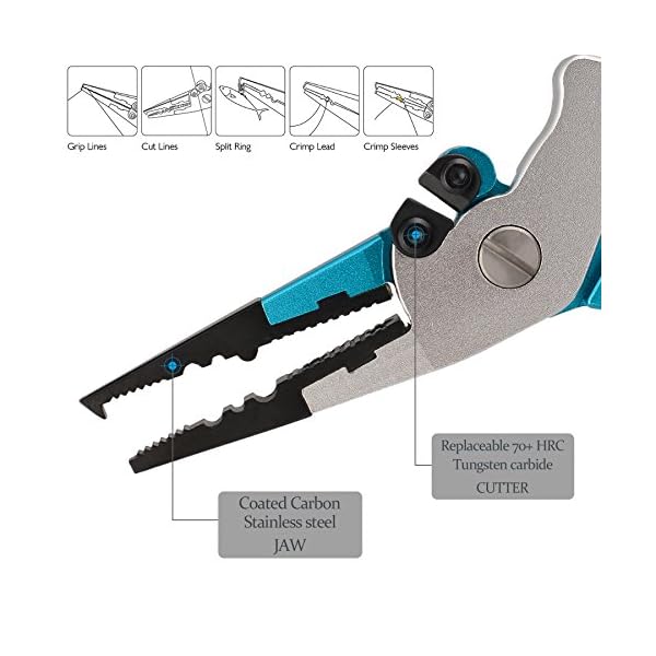Booms-Fishing-X5-Aluminum-Fishing-Pliers-Resistant-Saltwater-for-Cutting-Braid-Line-and-Remove-Hooks-with-Coiled-Lanyard-and-Belt-Holder-Sheath