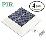 [Upgrade PIR Sensor]HKYH 4 Pack Solar Motion Sensor Security Light, Solar Powered Fence Gutter Light, Super Bright 4 LED Solar Light, Security Light for Door, Pathways, Patios and Garden
