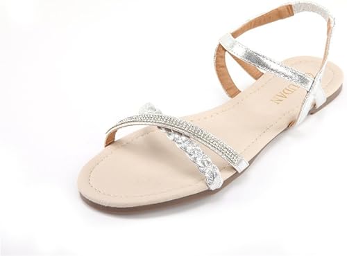 Amazon Com Mudan Womens Shoe Flat Braided Rhinestone