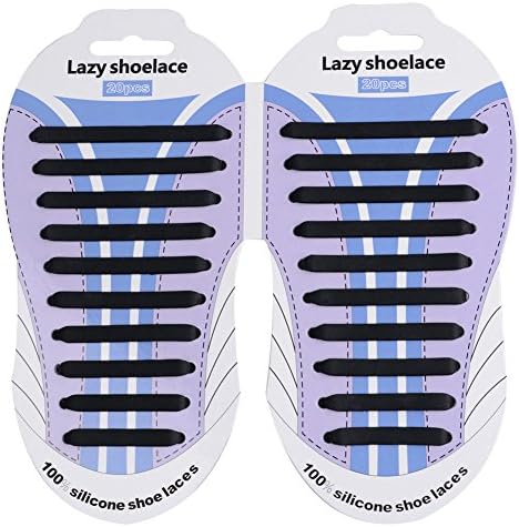 GUBANG No Tie Shoelaces for Kids&amp;Adults,Sports Fan Shoelaces,Waterproof Elastic Silicone Running Shoe Laces with Multicolor for Sneaker Boots Board Shoes and Casual Shoes(black)