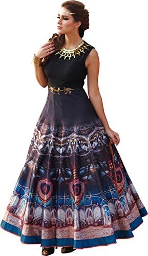 Fashion Ameza Black Neck Embroidered Designer Party Wear Gown