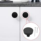 WAenZeeNH 4x 30mm Round Flat Black Cabinet Knobs Drawer Pulls Aluminum Alloy view 6