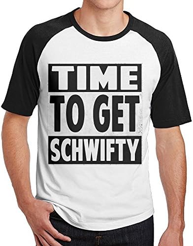 Anatoly Men's Rick and Morty Time To Get Schwifty Raglan Tee Baseball Shirt Black L