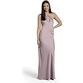 David's Bridal The Edit Studio Lavender Halter Dress, Charmeuse Sheath Dress with Teardrop Keyhole Neckline