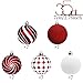 Valery Madelyn 35ct 70mm Sweet Candy Red and White Shatterproof Christmas Ball Ornaments Decoration,Themed with Tree Skirt(Not Included)