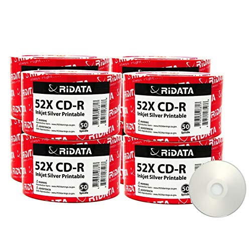 400 Pack Ridata CD-R 52X 700MB 80Min Silver Inkjet Hub Printable Blank Media Recordable Disc - Thumbnail 3