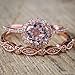 Myhouse Women Girl Rose Gold Diamond Set Zircon Lady Set Rings Ring Set Engagement Ring for Wedding Anniversary (Pink, 8)