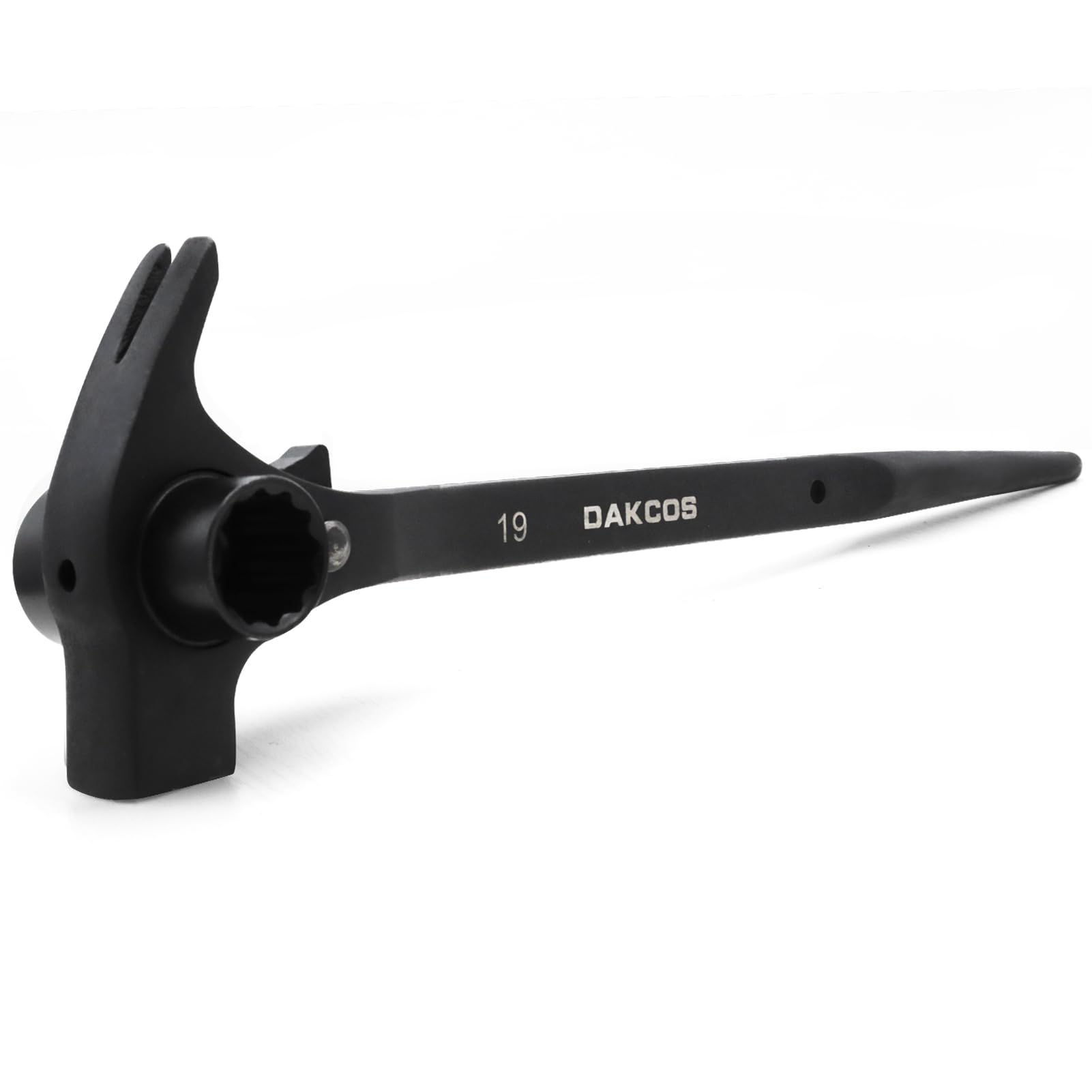 DAKCOS 4 in 1 Ratchet Podger Spanner Scaffold Spanner with Claw Hammer 17mm x 19mm (Black)