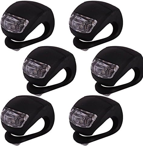 2016 NEW L E D Waterproof Silicone Bike Light Bicycle White Lamp Head Tail Wheel Black (6Pcs)