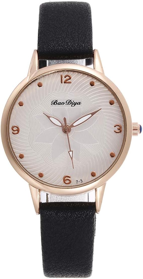 Amazon Achicoo 腕時計 レディース シンプル フラワーダイヤルアナログ クォーツ時計 Pu レザーストラップ カジュアル ファション 黒 白 レディース腕時計 腕時計 通販