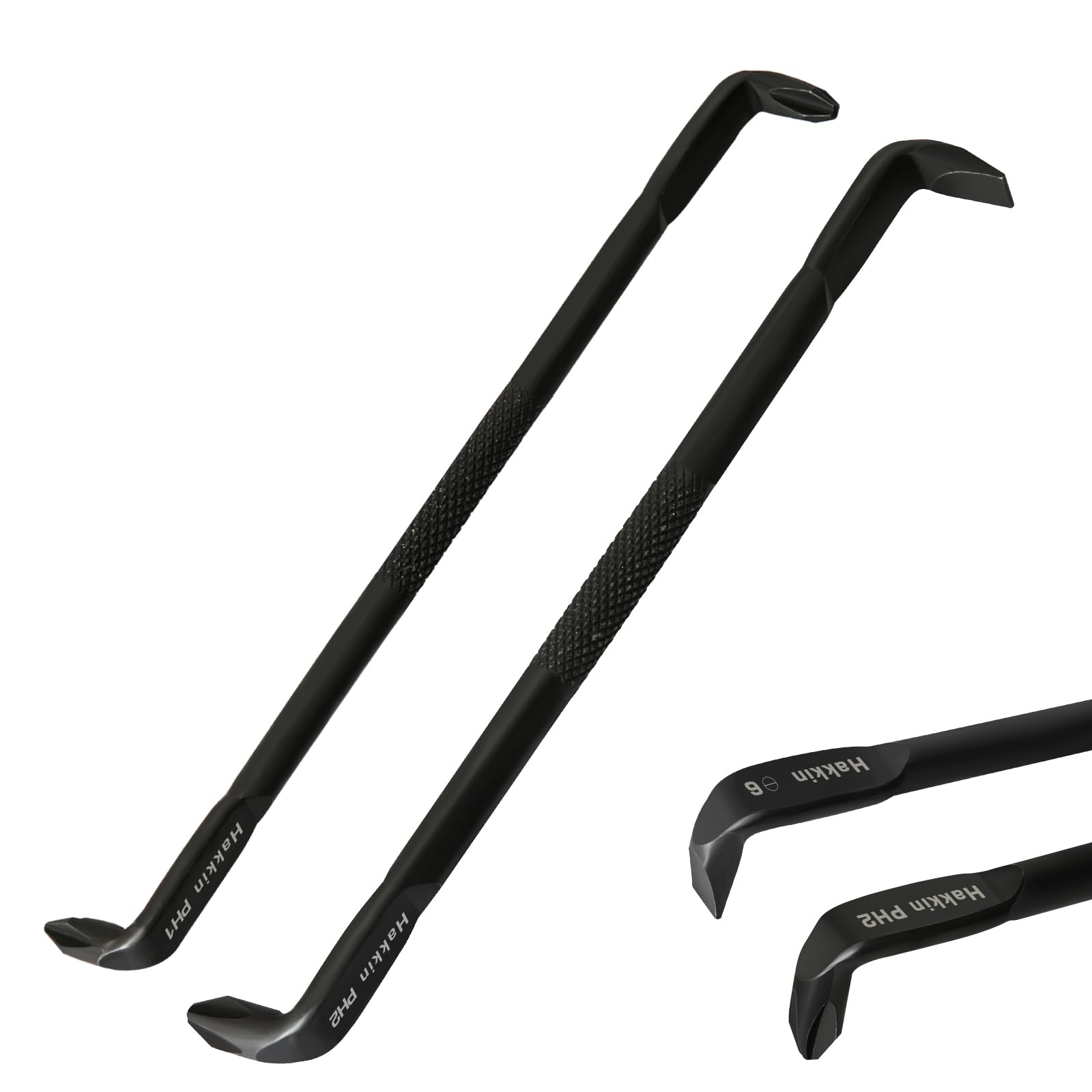 Offset Screwdriver Set Hakkin 2Pcs Right Angle Screwdriver S2 Steel Double Head Magnetic Screwdriver with PH1 PH2 SL6, 15mm Flat Elbow Design for Tight Space Operation, Phosphate Treatment