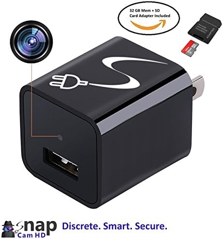 SnapCamHD with 32 GB Memory Included - 1080P Hidden Camera USB [newest model] Wall Charger Spy Camera Adapter Motion Detection