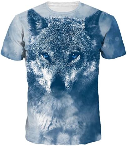 Mclochy Unisex 3D Wolf T Shirts Couples Summer Short Sleeve T-Shirts Casual Tees