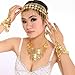 Yozone Gold Gypsy Jewelry Belly Dance Gold Triangle Bracelet Hand Jewelry Ladies Gold Bracelet Ladies Belly Dance Jewelry Coin Bracelet Bracelet with Ring（2 Pieces）