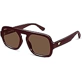 VANLINKER Oversized Retro Square Aviator Sunglasses for Women Men 70s Vintage Style Trendy Big Flat Top Sun Glasses VL9826
