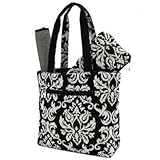 Belvah Quilted Damask 3pc Diaper Bag (Black)