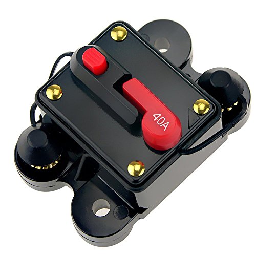 12V-24V DC Circuit Breaker Trolling Motor Auto Car Marine Boat Bike Stereo Audio Inline Fuse Inverter Waterproof with Manual Reset 40A 40Amp