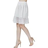 BEAUTELICATE 100% Cotton Half Slip Skirt Extender with Lace Trim Vintage Underskirt